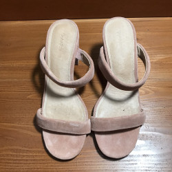 Soludos Pink Velvet Block Heels, Size 7, Used