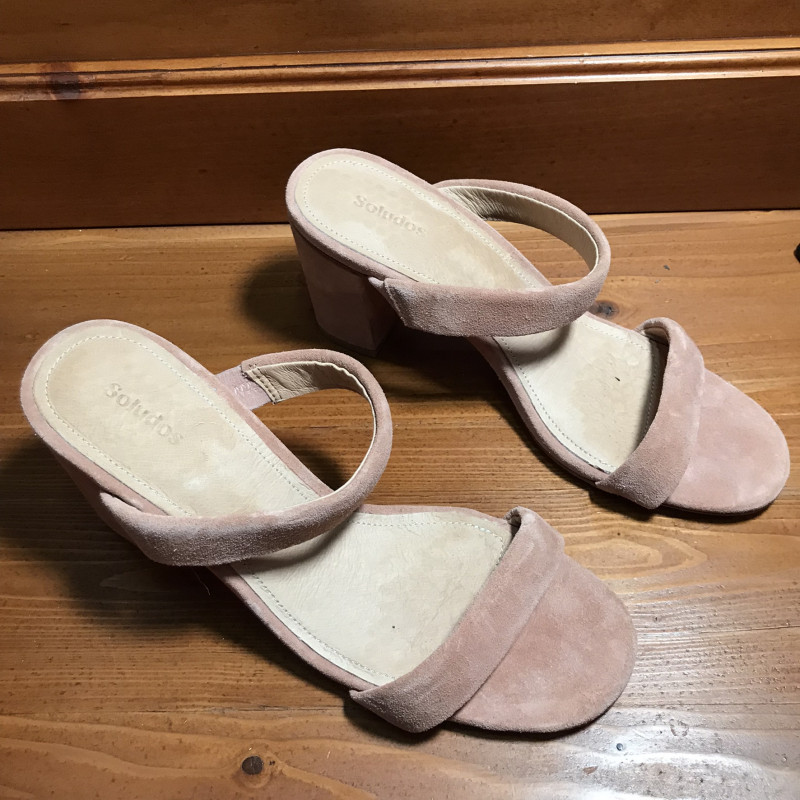 Soludos Pink Velvet Block Heels, Size 7, Used