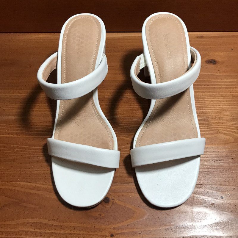 Soludos White Block Heels, Size 7, Used