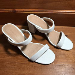 Soludos White Block Heels, Size 7, Used