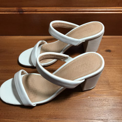 Soludos White Block Heels, Size 7, Used