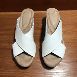 Block Heels with White Strap, Size 7, Used