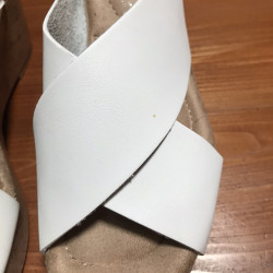 Block Heels with White Strap, Size 7, Used