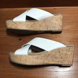 Block Heels with White Strap, Size 7, Used