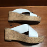 Block Heels with White Strap, Size 7, Used